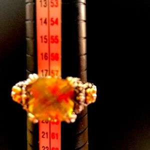 Barbara Bixby cushion faceted lemon citrine ring size 8.5.